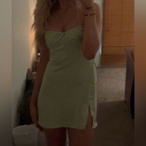 Green strapless mini dress, worn once, princess polly